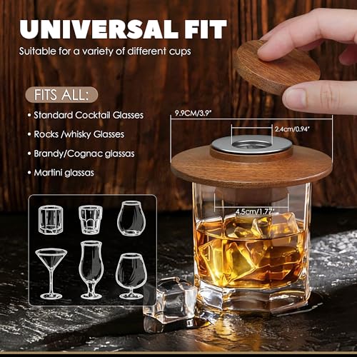 Whiskey Smoking Kit with Sapele Wood & Stainless Steel Filters - 4 Flavor Chips, Cocktail & Spirit Infuser