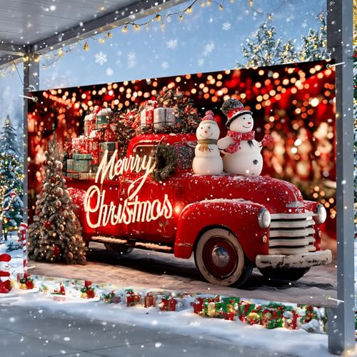 Leiweihope Merry Christmas Banner 71x43in Car Backdrop - Indoor/Outdoor Photo Studio Holiday Decor
