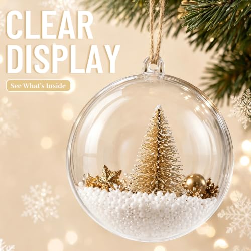 100 Pcs Clear Fillable Ornament Balls 80mm Plastic DIY Craft Ornaments