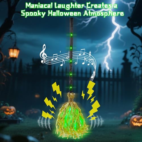 35" Animated Witches Broomstick - Sound & Touch Activated Halloween Decor