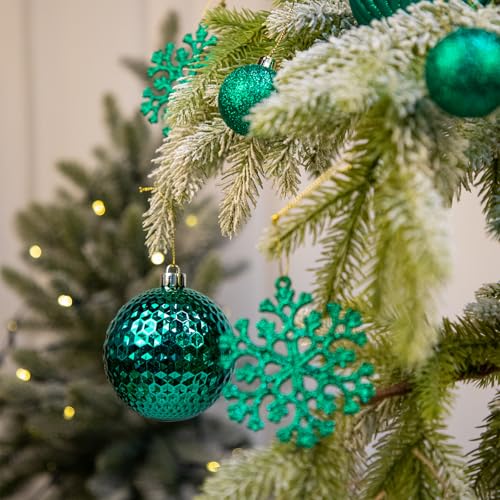 Emerald Green Christmas Tree Ornaments Set 50Pcs Shatterproof Holiday Decorations