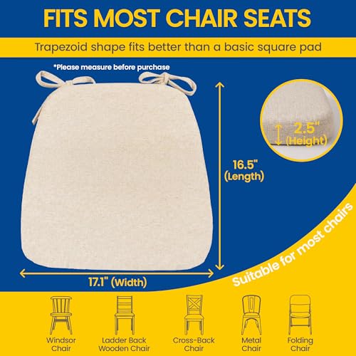 Dining Chair Cushions Set of 4, 2.5-Inch Thick High-Density Foam, 17x16 in