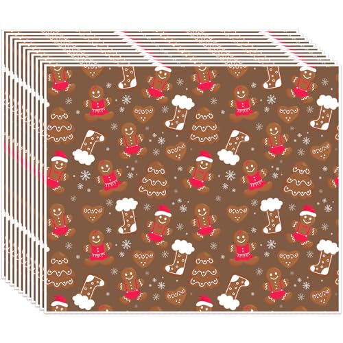 Tenceur 150 Pcs Christmas Gingerbread Man Wax Paper Sheets Deli Wrap Food Packaging