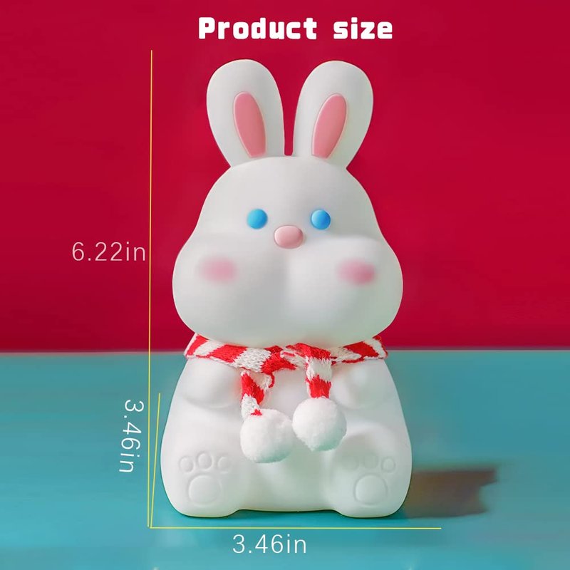 NICE POINT Night Light for Kids, Cute Squishy Bunny Silicone Lamp, Kawaii Animals Bedside Light Up for Woman and Girls, LED Decor Rabbit Nightlight for Toddler Bedroom and Kid Room,Holiday Gifts.