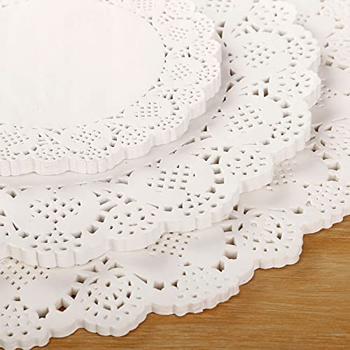 4.5-Inch Round White Paper Doilies - Decorative Lace Design, 100-Pack