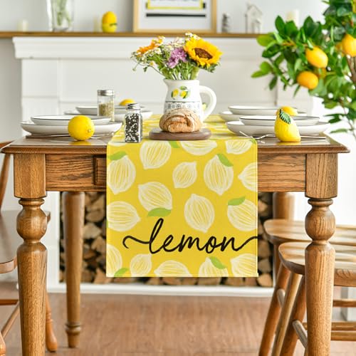 Artoid Mode 13 x 108 Inch Yellow Leaves Table Runner - 210 GSM