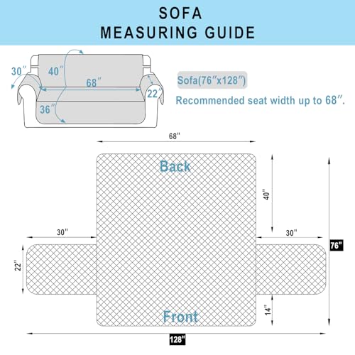 Reversible 3-Cushion Couch Cover - Water-Repellent Sofa Protector