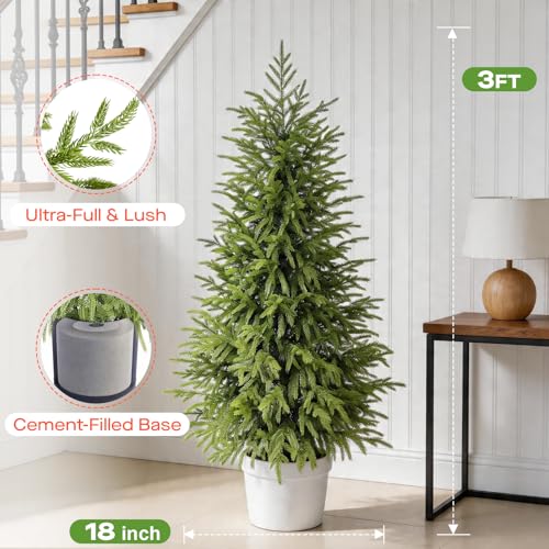 3ft Artificial Norfolk Pine Topiary Trees, UV Resistant Potted Set of 2
