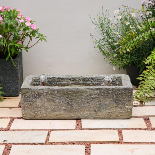 Rustic Water Fountain with Copper Tubing - Faux Stone Garden Decor