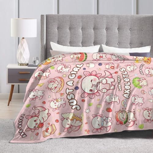 Capibarara Axolotl Gift Blanket for Girls Kids Women, Flannel Throw 60x50"