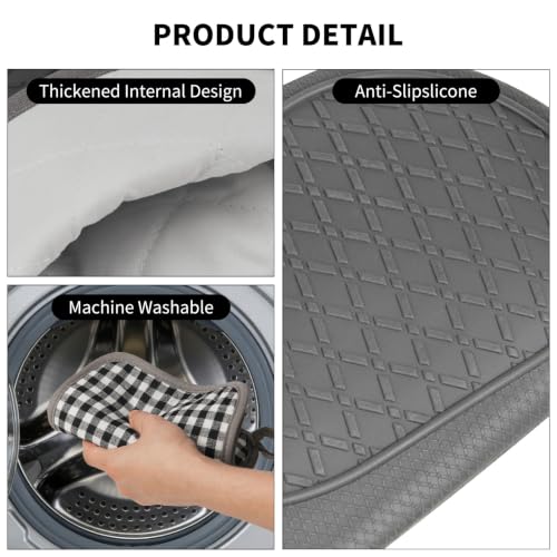 4-Piece Heat-Resistant Silicone Oven Mitt and Pot Holder Set, Grey