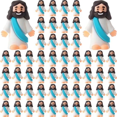 Mini Jesus Figures 200 Pack Religious Party Favors Cyan Blue
