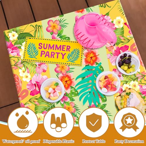Hawaiian Luau Plastic Tablecloths 2-Pack - Tropical Summer Party Decor