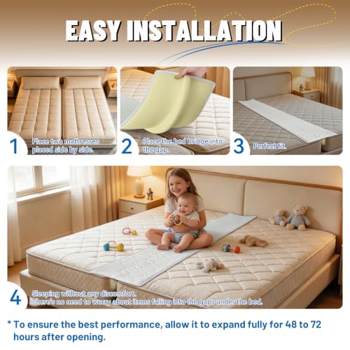 Bed Bridge Twin XL to King Mattress Gap Filler for Adjustable Split Beds