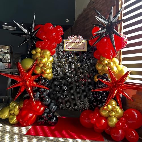 BBPOOL Red Star Balloons 22 Inch Foil Starburst Balloons for Party Decorations