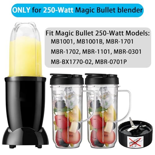 Sonkettek 22oz Blender Cups with Flip-Top Lid & Cross Blade for Magic Bullet 250W