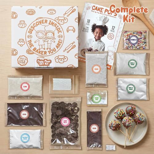 Kids Cake Pop Baking Kit with Pre-Measured Ingredients and Recipe Book