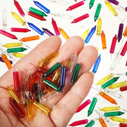 Mudder Colorful Christmas Light Bulbs 2.5V Replacement Mini Incandescent Bulbs