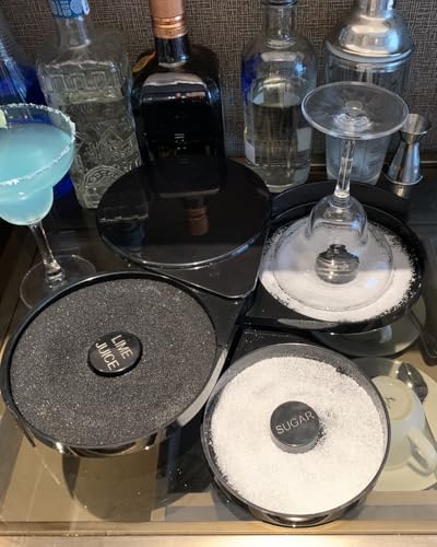 ATPEAM 3-Tier Cocktail Rimmer Set for Margaritas & Drinks, Salt & Sugar Compartments
