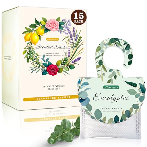 15-Pack Eucalyptus Scented Sachets for Closets, Drawers, and Cars