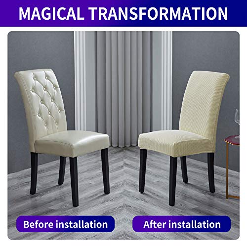 Removable Stretch Dining Chair Covers, Set of 4 - Ivory