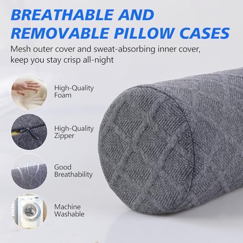 Memory Foam Neck Roll Pillow - Ergonomic Cervical Support for Sleep