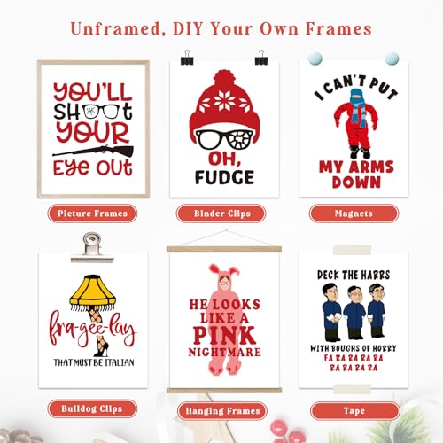 Homythe Christmas Story Wall Art Prints Set of 6 - Holiday Home Decor, 8x10 Inches, Unframed