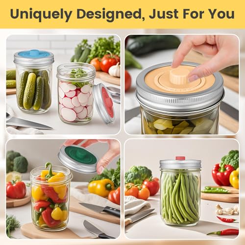 Silicone Fermentation Lids for Wide Mouth Mason Jars with Date Tracker