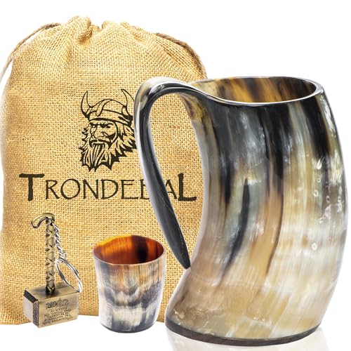 Handcrafted Viking Drinking Horn Mug - 20 Oz Natural Ox Horn Beer Tankard