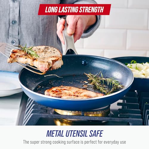 10-Inch Diamond-Infused Ceramic Nonstick Frying Pan Skillet, Blue