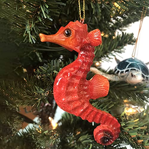 Christmas Sea Creature Ornament Bundle (4) – Turtle, Seahorse, Stingray, Coastal Decor
