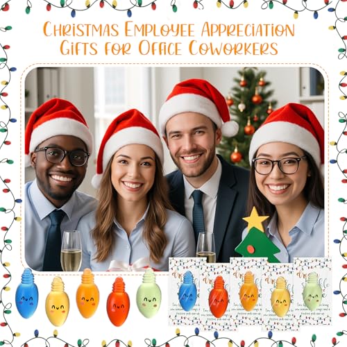 Wettarn 70‑Piece Emotional Luminous Christmas Bulb Gift Set, Multicolored Squeeze Stress Balls & Cards