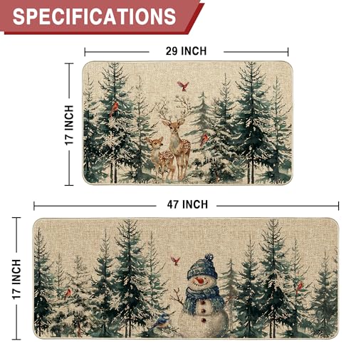 Christmas Snowflake Kitchen Floor Mats - Low Profile Holiday Rug Set