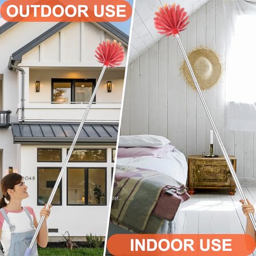 Cobweb Duster with Extension Pole - 59-Inch Extendable Spider Web Brush