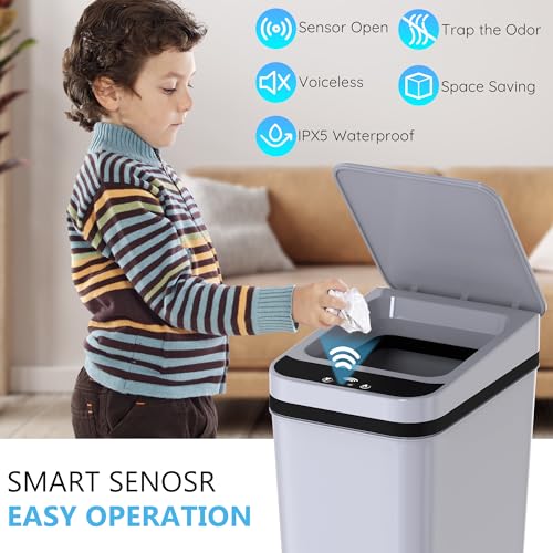 Automatic Motion Sensor Trash Can 2.6 Gallon Slim Touchless Waste Bin