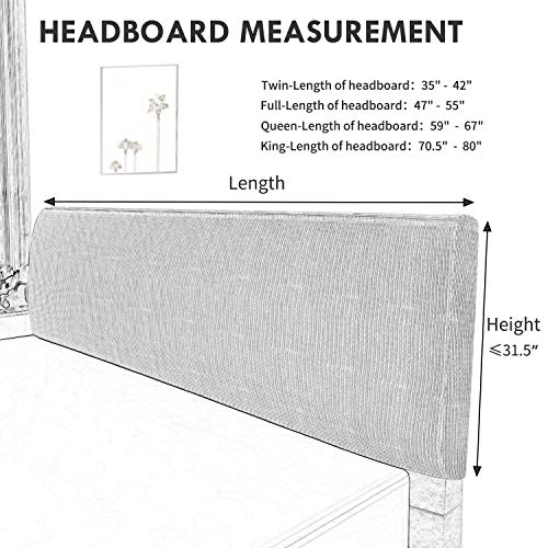 Stretch Jacquard Bed Headboard Cover - King Size, Cream
