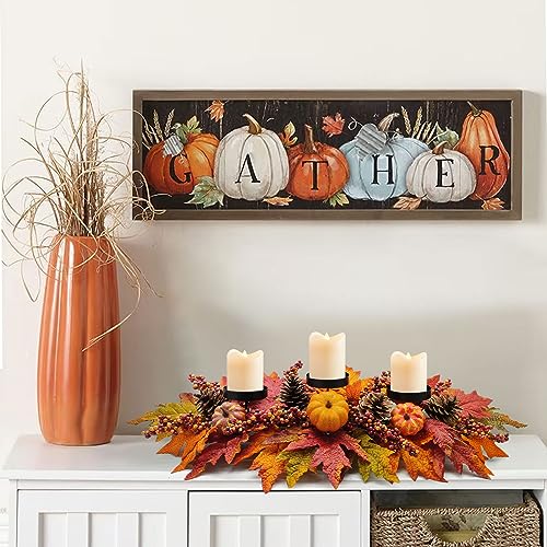 Fall Thanksgiving Centerpiece with Artificial Pumpkins and Pine Cones - Harvest Table Decor