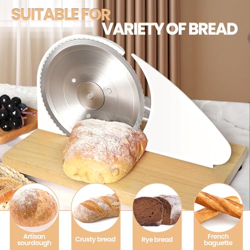 Adjustable Manual Bread Slicer with Wood Base and Suction Cups