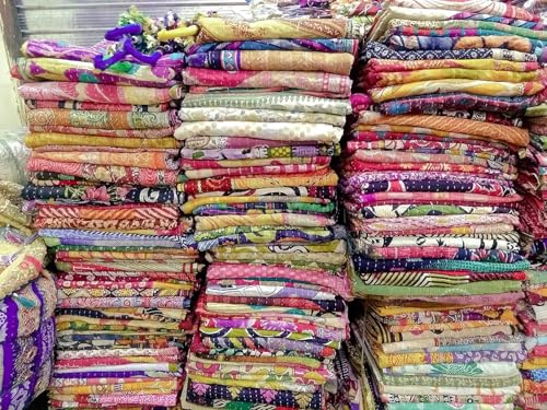 Handmade Indian Vintage Kantha Quilt Set - 3 PCs, Twin Size