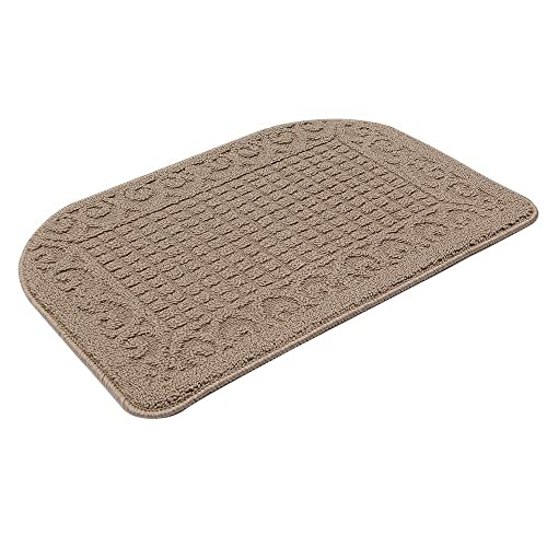 27x18 Half Round Kitchen Rug, Non-Slip Washable Floor Mat - Beige
