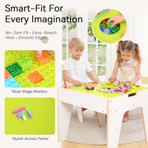 4-in-1 Kids Activity Table and 2 Chairs Set with Storage for Sensory Play