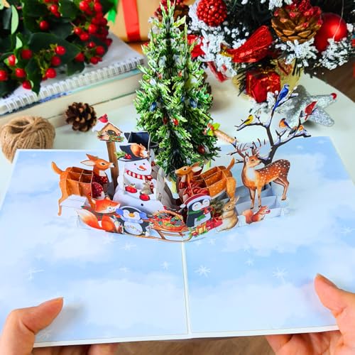HEARTAGS 3D Pop Up Christmas Card - Snowman Holiday Greeting Card