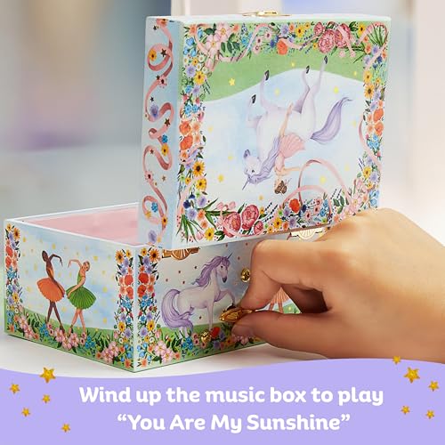 Unicorn Musical Jewelry Box for Girls with Necklace - Wooden Keepsake