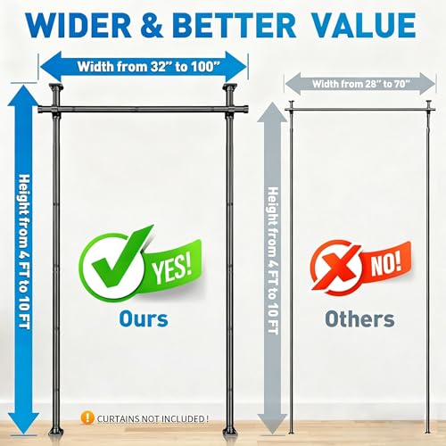 Adjustable Floor-to-Ceiling Room Divider Tension Rod, No-Drill Partition