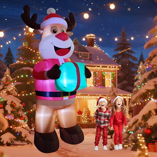 12FT Christmas Inflatable Reindeer with LED Lights Outdoor Yard Decor