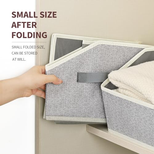 Closet Organizers Bins 6-Pack Fabric Trapezoid Storage Bins Light Gray