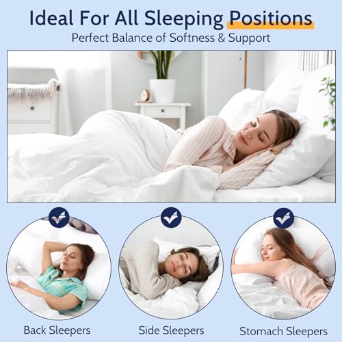 ROUMEA Queen Size Bed Pillows Set of 2 - Soft Down Alternative Hotel Pillows