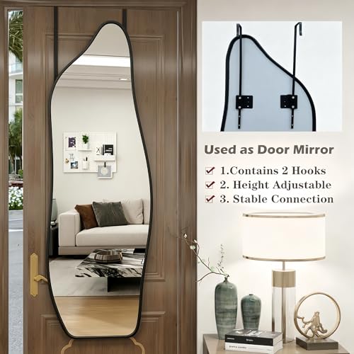 48"x16" Dolphin Shaped Full Length Mirror - Black Aluminum Alloy Wall Mirror