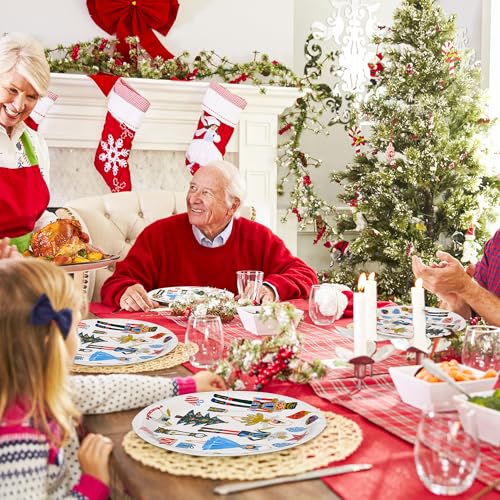 Elyxio Nutcracker Christmas Paper Plates 9in Set of 48 - Festive Holiday Tableware