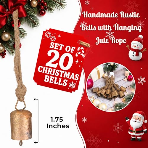 Vivanta 20 Pcs Rustic Gold Bells for Crafts – 1.75